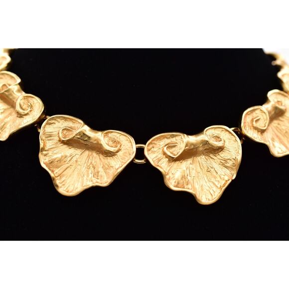 YSL Goosens Vintage Collar Necklace Brushed Gold Chunky Numbered Signed Bin7B - Picture 4 of 12